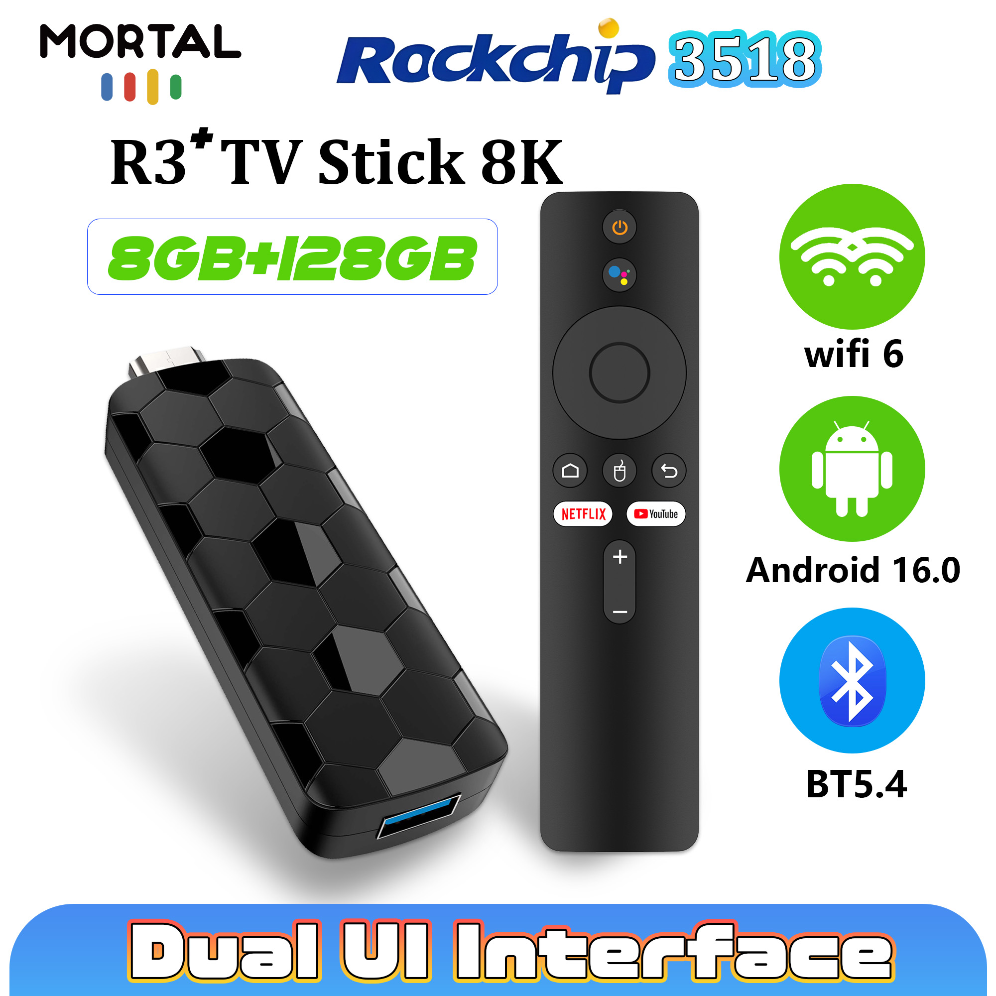 Mortal R3+ TVスティック Android 16  - Home Cinema Tv のレビューと価格